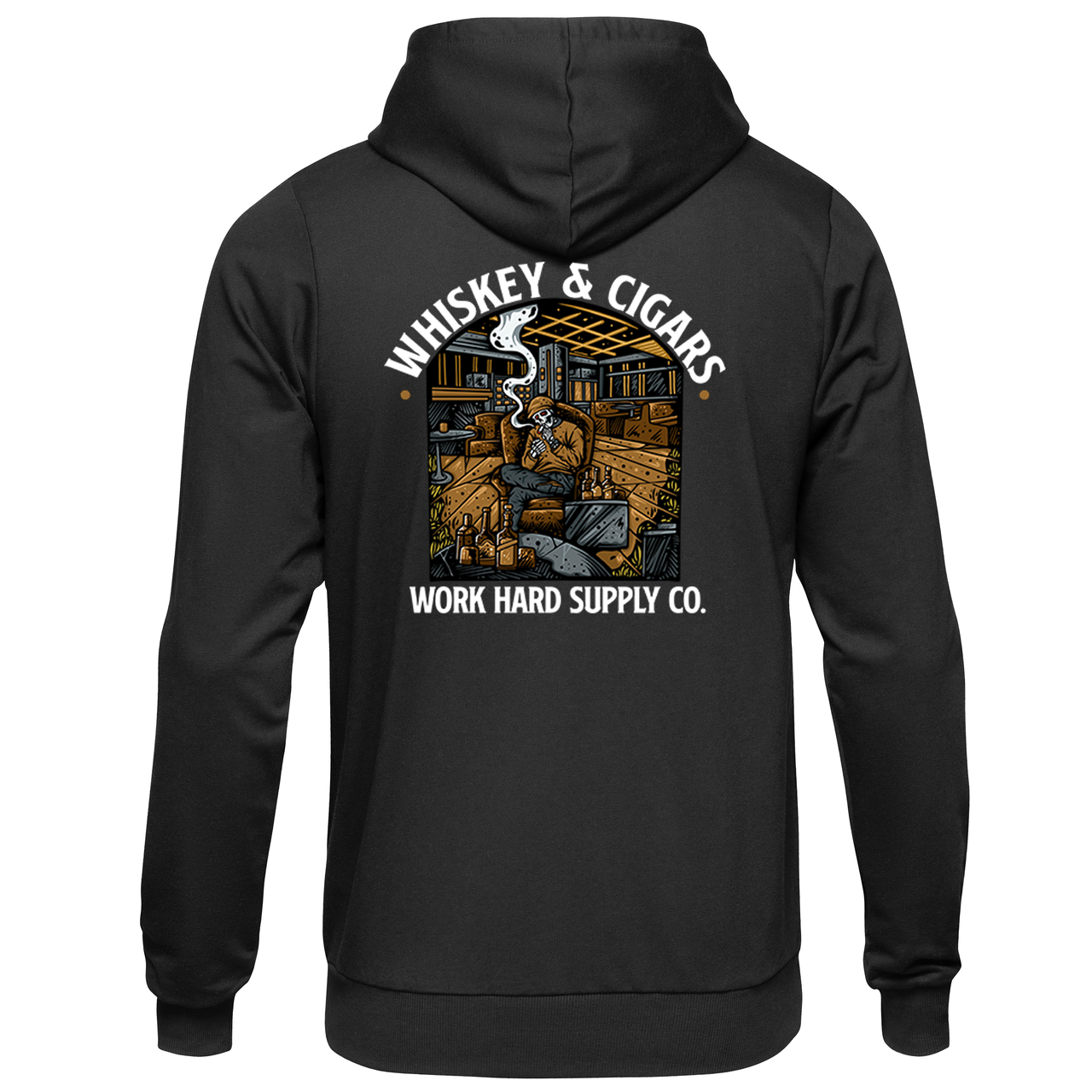 Cigars & Whiskey Hoodie-Work Hard Supply Co.